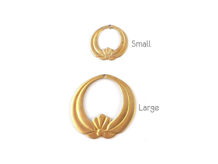2x Breloque disque fleur lotus vintage (32 ou 19mm) V-074/V-123