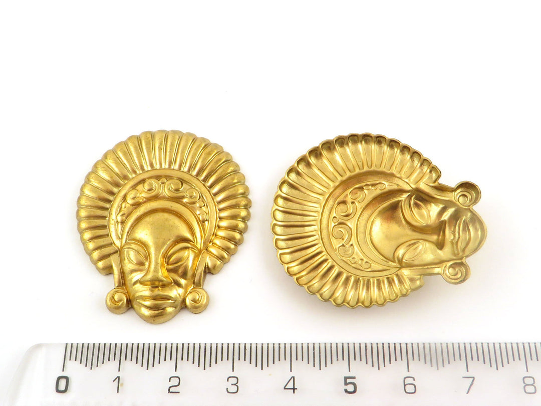 1x Breloque visage ethnique (33mm x 38mm) CH-097