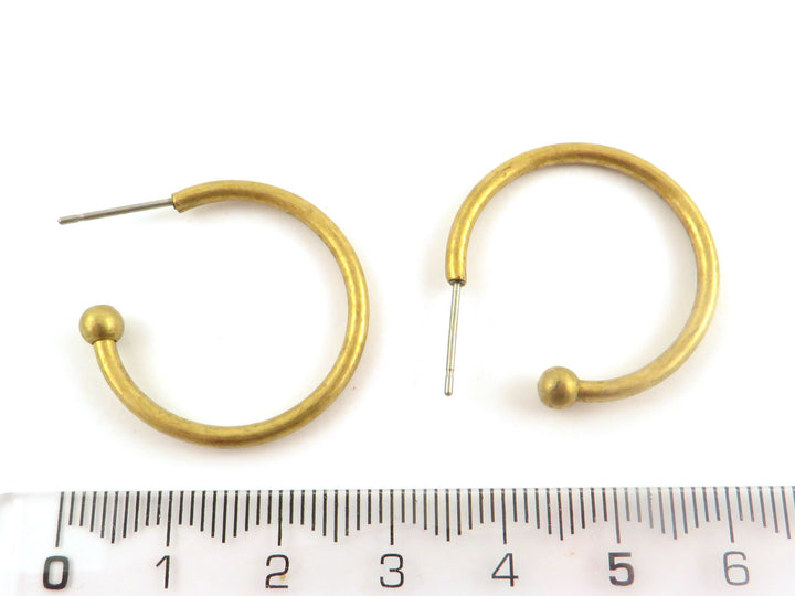 2x créole support boucle d'oreille fil et boule (25mm) B-025