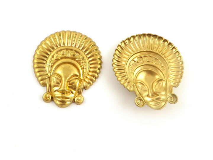 1x Breloque visage ethnique (33mm x 38mm) CH-097
