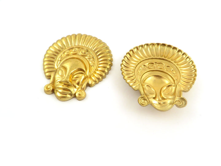 1x Breloque visage ethnique (33mm x 38mm) CH-097