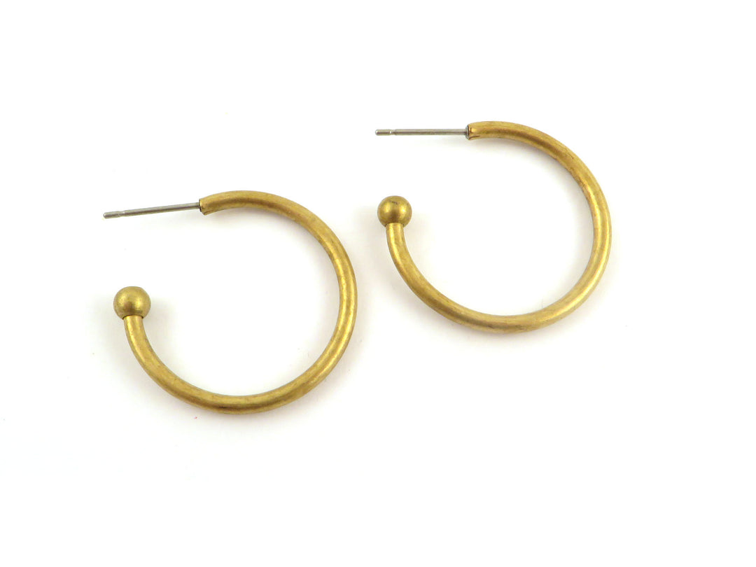 2x créole support boucle d'oreille fil et boule (25mm) B-025