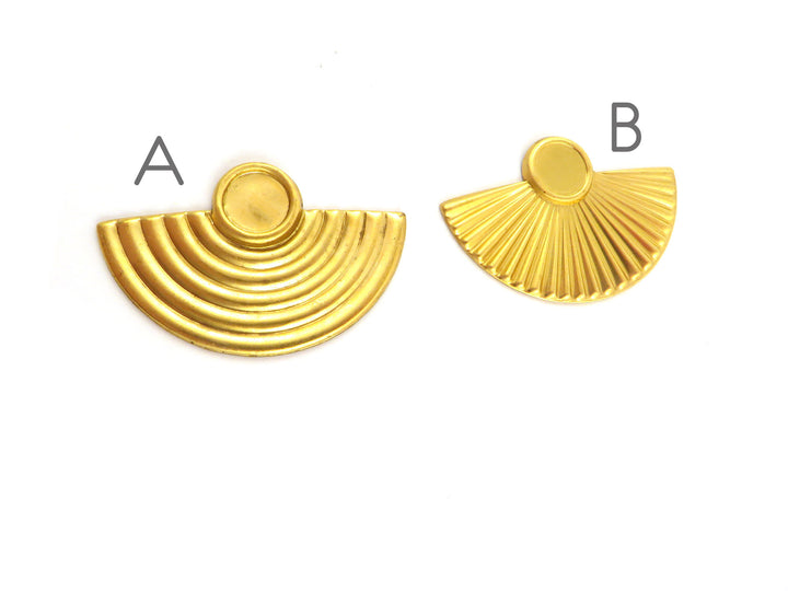 2x Breloque demi-lune support rond 6mm (21mm x 33mm) PV-286/PV-156