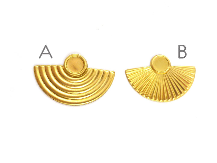 2x Breloque demi-lune support rond 6mm (21mm x 33mm) PV-286/PV-156