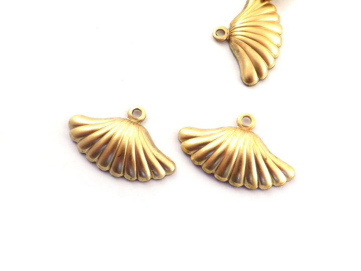 4x Breloque éventail bombé coquillage Art Déco (11mmx18mm) PV-276