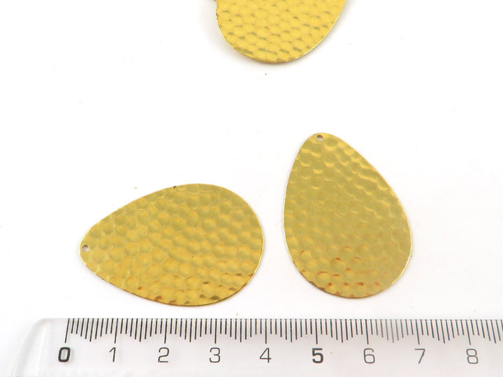 2x Pendentif grande goutte martelée (39mm x 27mm) PP-078-H