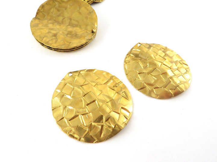 2x Breloque disque texturé martelé (32mm) PV-301