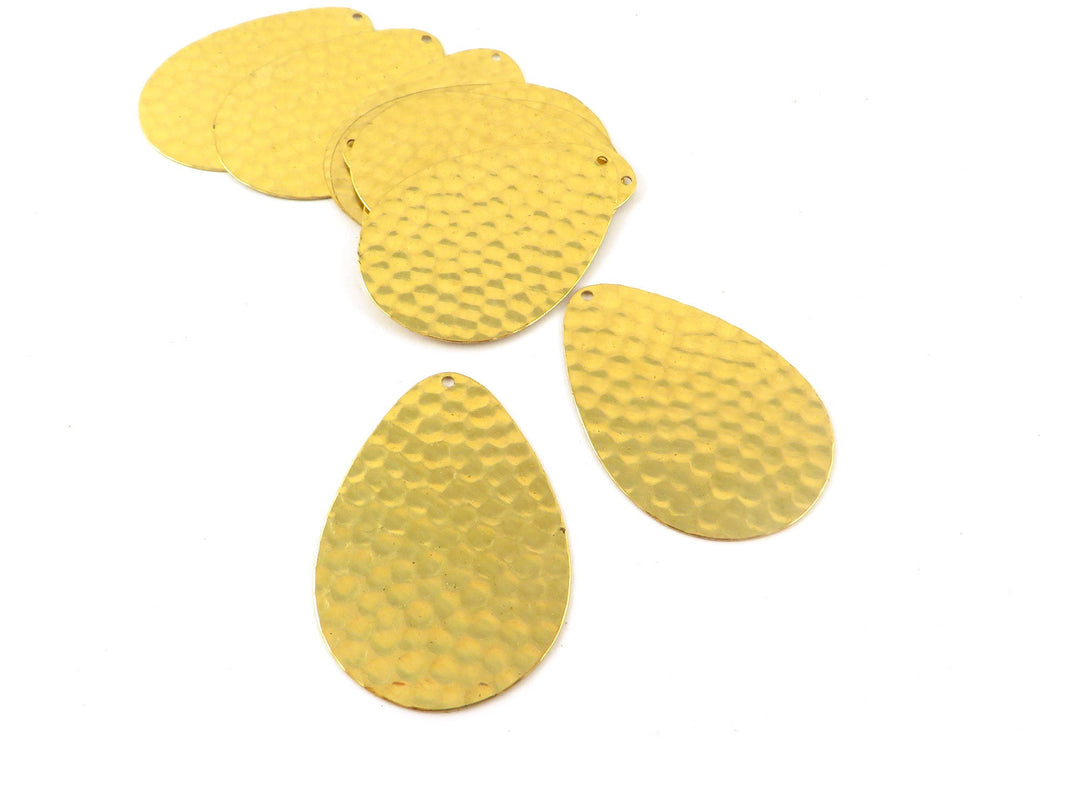 2x Pendentif grande goutte martelée (39mm x 27mm) PP-078-H