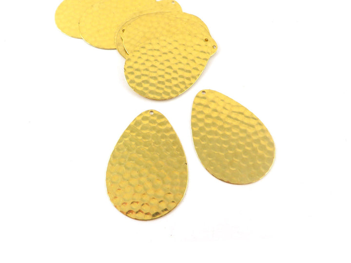 2x Pendentif grande goutte martelée (39mm x 27mm) PP-078-H