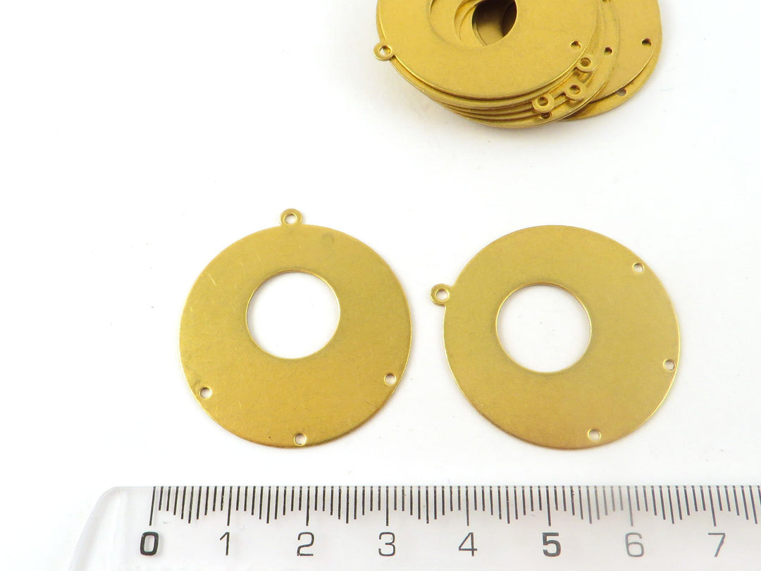 2x Pendentif chandelier disque créole 1 + 3 trous (32mm) PP-360