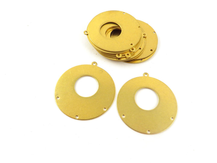 2x Pendentif chandelier disque créole 1 + 3 trous (32mm) PP-360