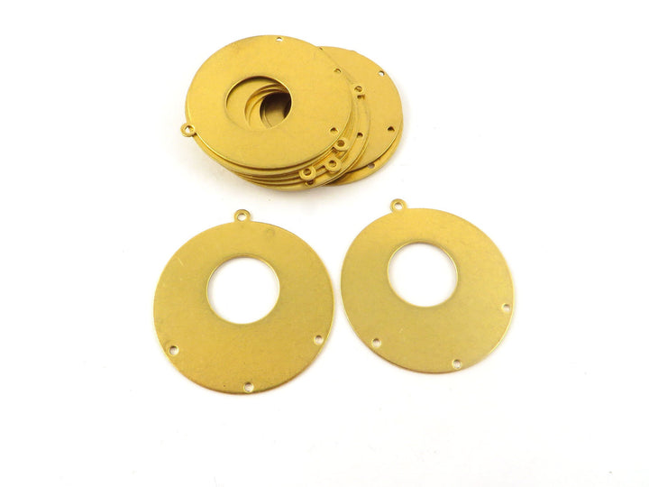 2x Pendentif chandelier disque créole 1 + 3 trous (32mm) PP-360