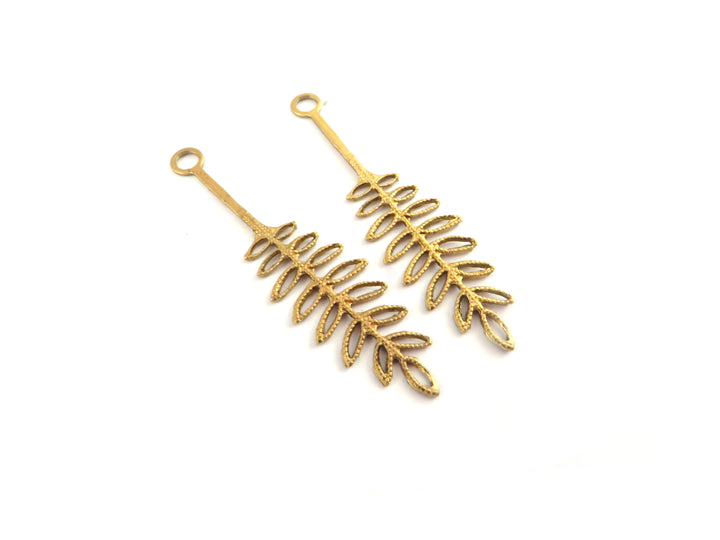 2x Breloque feuille (40mm x 10mm) CH-116