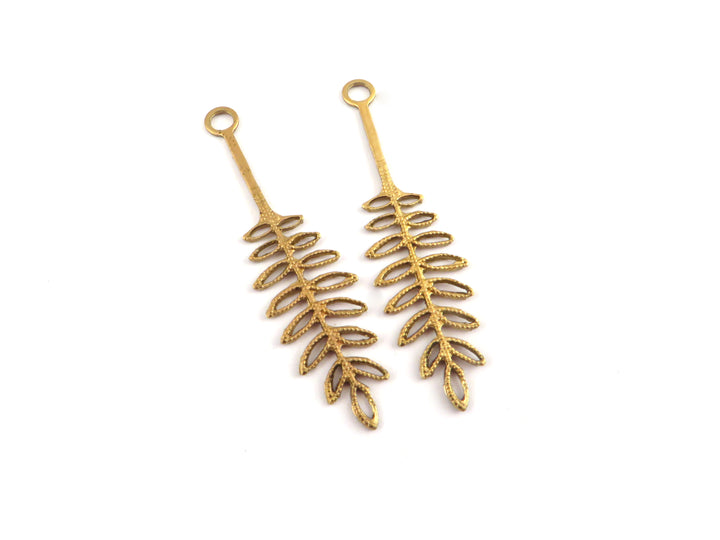 2x Breloque feuille (40mm x 10mm) CH-116