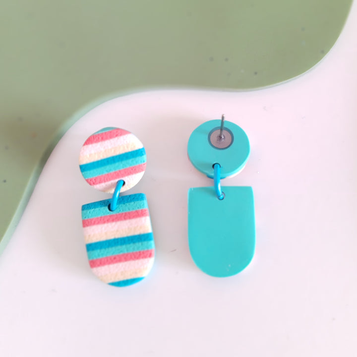 Sally - Bleu, rose, beige - rayures horizontales