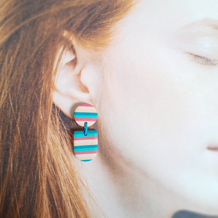 Sally - Bleu, rose, beige - rayures horizontales