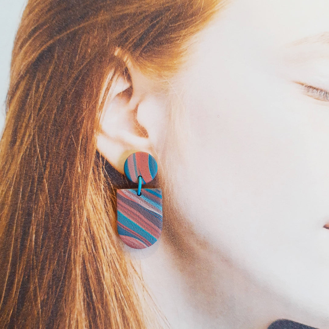 Carla - Marbré bleu et corail
