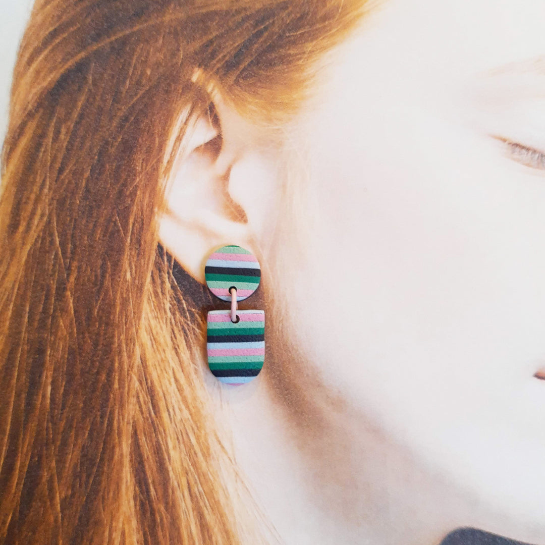 Sally - Rayures Vert rose bleu