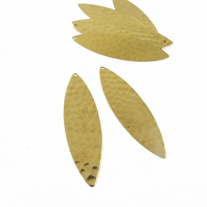 4x Breloque navette martelée (50mm x 14mm) PP-393H