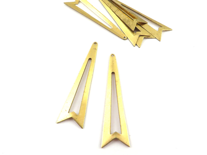 2x Breloque triangle ajouré plié (10mm x 42mm) PP-408
