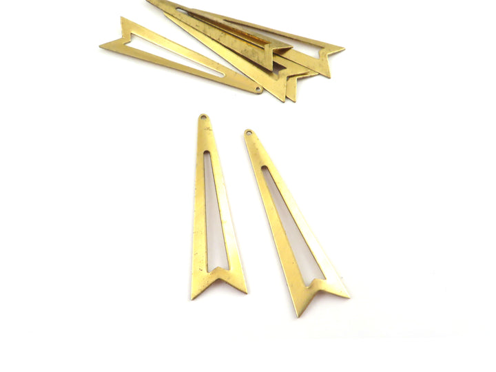 2x Breloque triangle ajouré plié (10mm x 42mm) PP-408