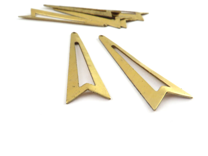 2x Breloque triangle ajouré plié (10mm x 42mm) PP-408