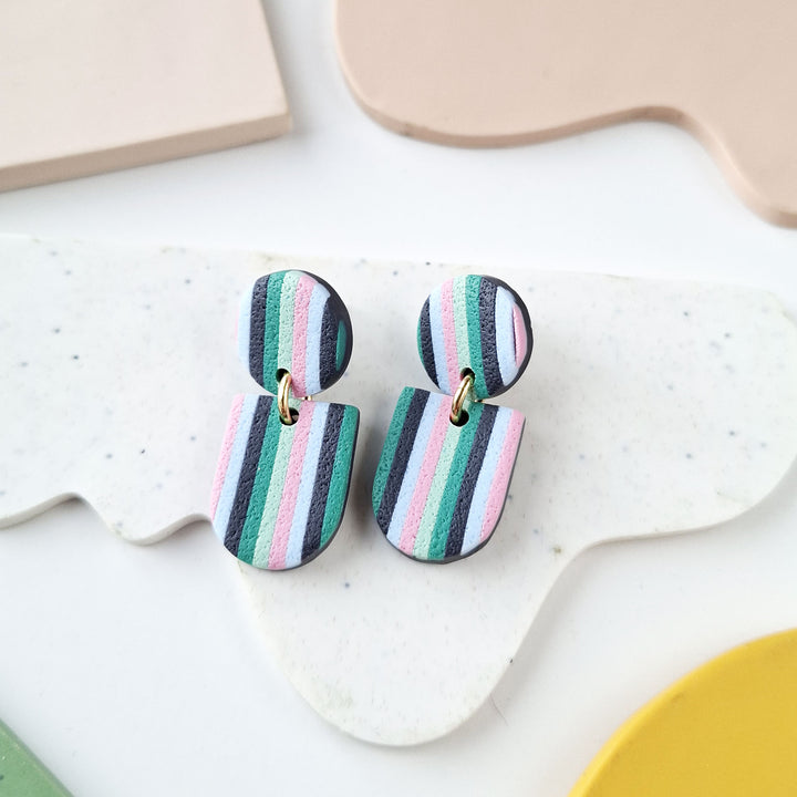 Sally - Rayures Vert rose bleu