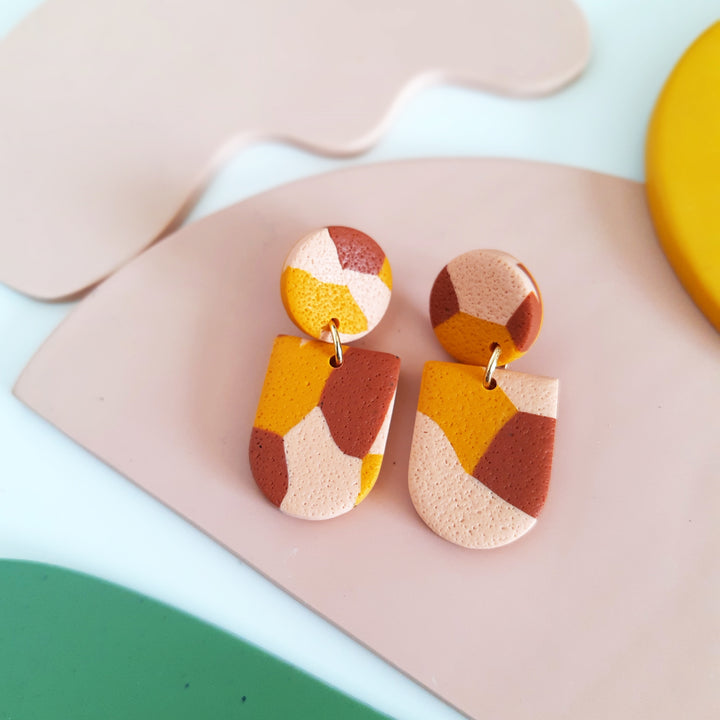 Carla - Moutarde, rose et terracotta