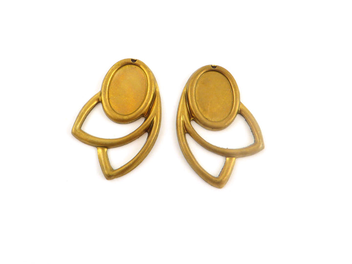 2x Breloque navette ajouré support vintage ovale 10 x 14 mm (22mm x 33mm) M-020