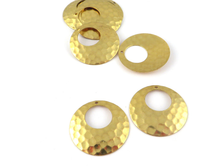 2x Breloque disque bombé ajouré créole martelée (26mm) PP-261