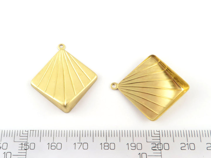 2x Pendentif carré Art Déco (27mm x 30mm) PV-247