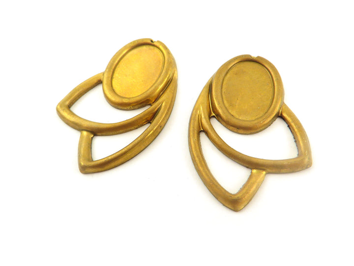 2x Breloque navette ajouré support vintage ovale 10 x 14 mm (22mm x 33mm) M-020