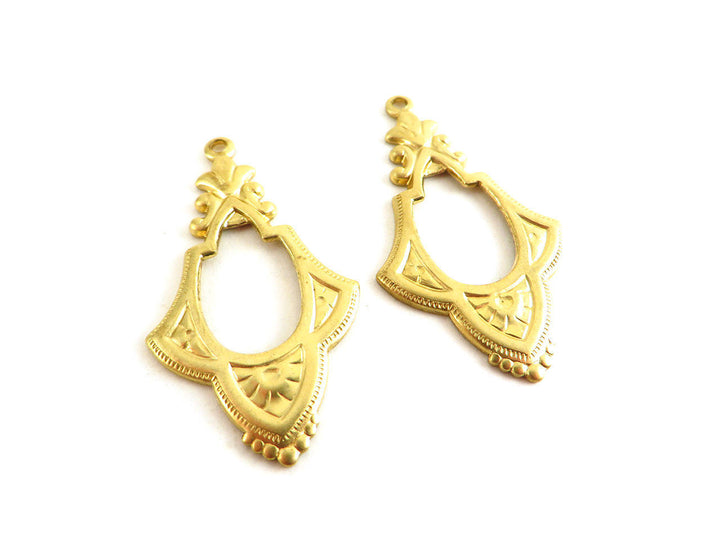 2x Breloque goutte vintage (38mm x 21mm) V-024