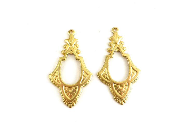 2x Breloque goutte vintage (38mm x 21mm) V-024