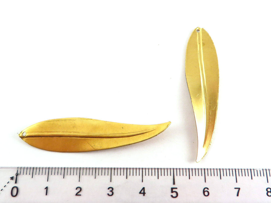 2x Breloque longue feuille (50mm x 12mm) PV-099