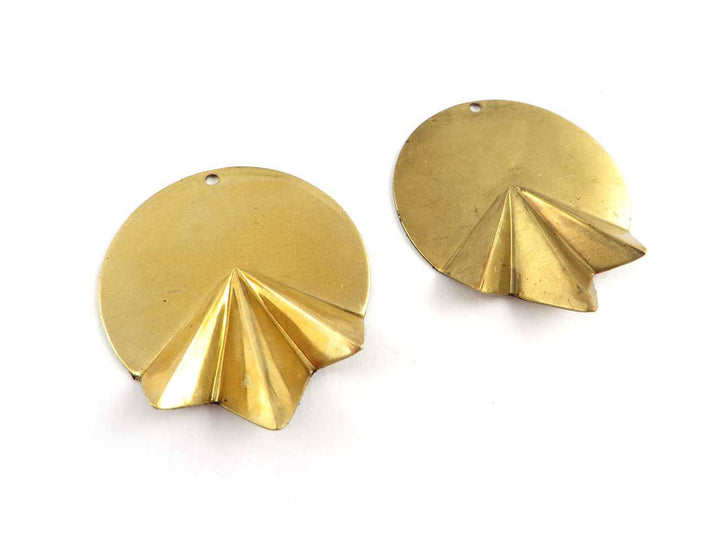 2x Breloque disque éventail Art Déco (29mm x 33mm) PV-006