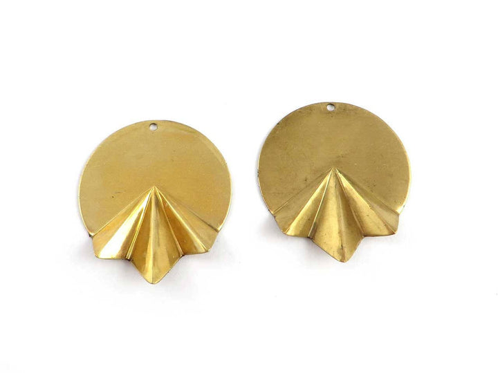 2x Breloque disque éventail Art Déco (29mm x 33mm) PV-006