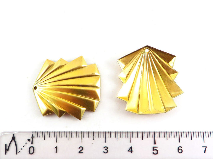 1x Pendentif éventail Art Déco bombé (29mm x 28mm) PV-098