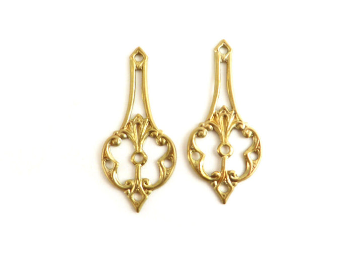 2x Connecteur goutte Vintage (34mm x 15mm) V-026