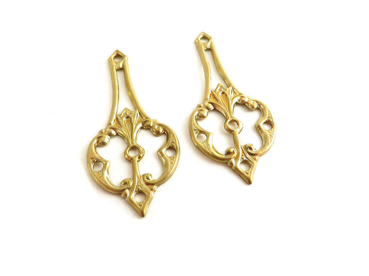 2x Connecteur goutte Vintage (34mm x 15mm) V-026