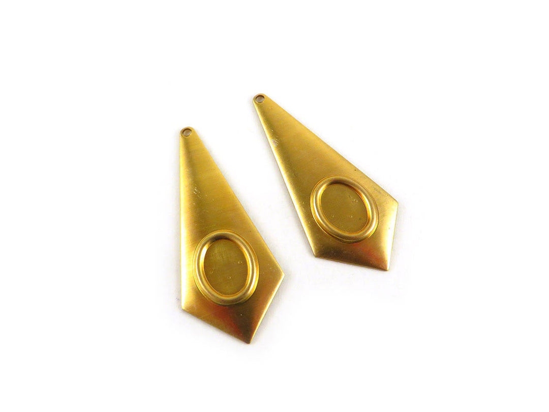 4x Breloque losange support cabochon 6 x 8 mm (35mm x 15mm) PV-070