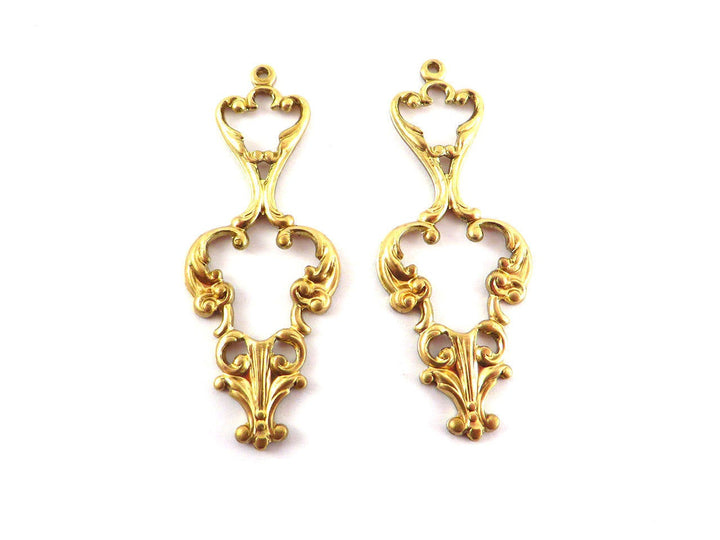 2x Pendentif goutte pendule Art Nouveau (42mm x 16mm) V-093