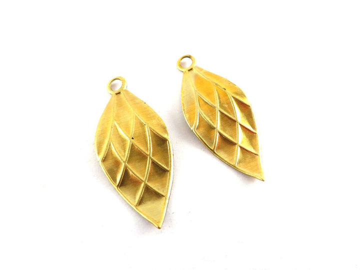 4x Breloque feuille Art Déco (32mm x 13mm) CH-063