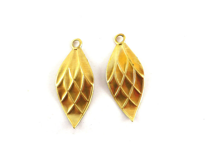 4x Breloque feuille Art Déco (32mm x 13mm) CH-063