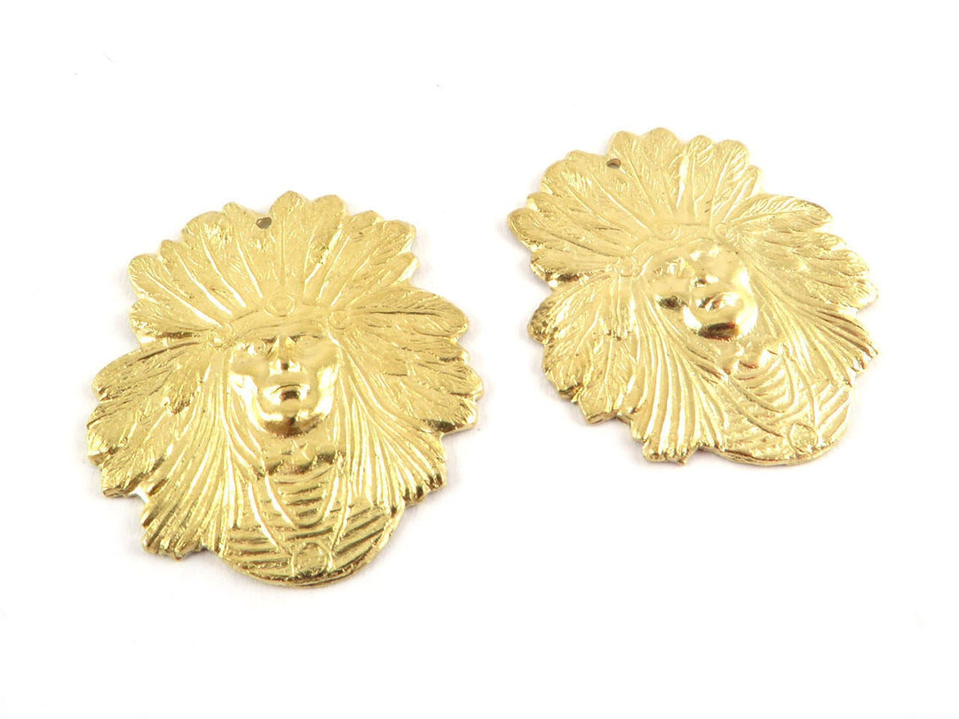 2x Breloque tête chef indien (22mm x 25mm) CH-082