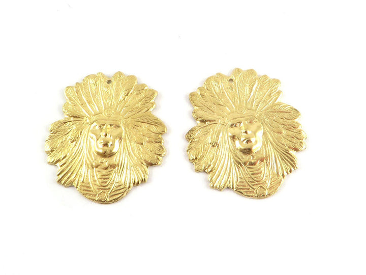 2x Breloque tête chef indien (22mm x 25mm) CH-082