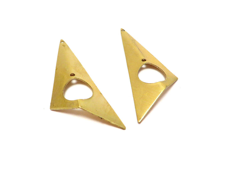 2x Pendentif triangle ajouré plié (46mm x 22mm) PV-141