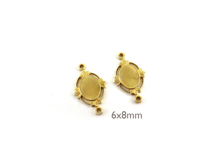 2x Support cabochon 6 x 8 mm Art Nouveau (12mm x 19mm) M-002