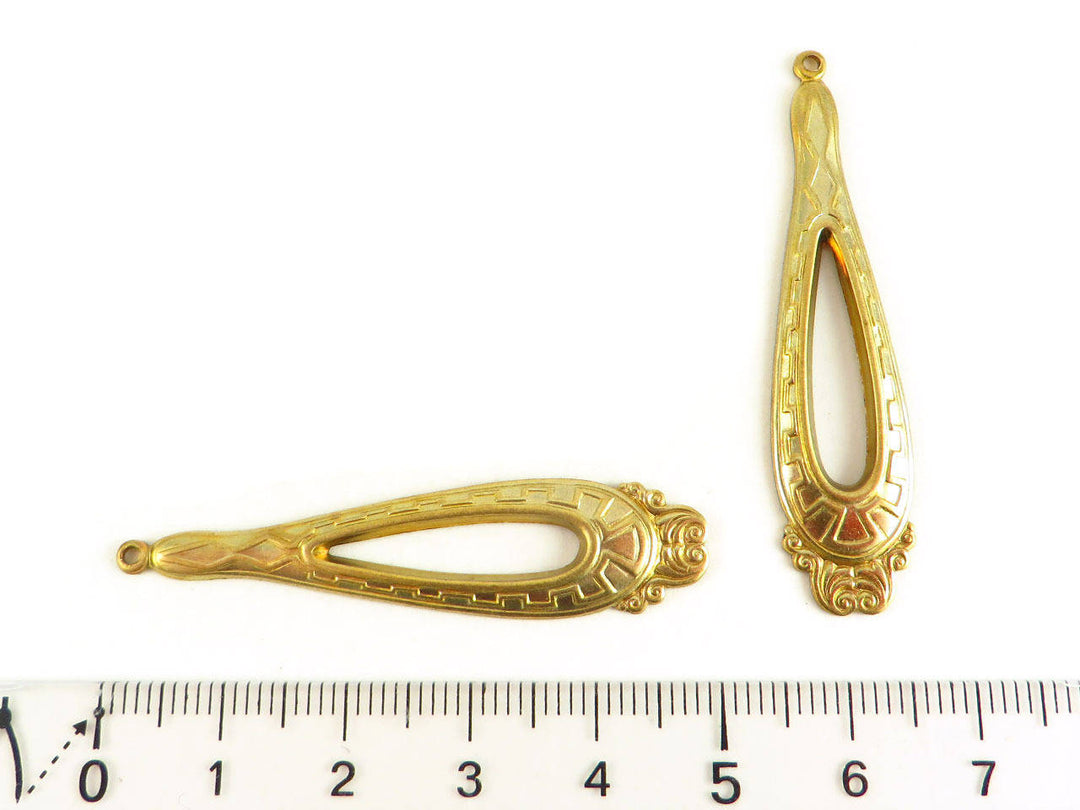 2x Pendentif goutte Vintage (49mm x 12mm) V-009