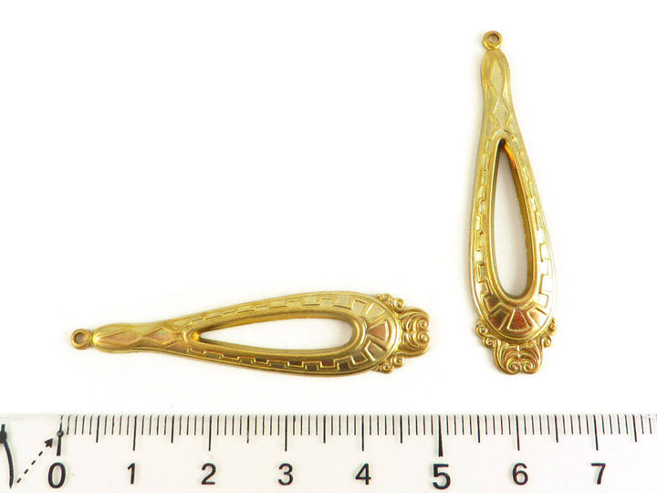 2x Pendentif goutte Vintage (49mm x 12mm) V-009